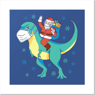 Santa Dinosaur Posters and Art